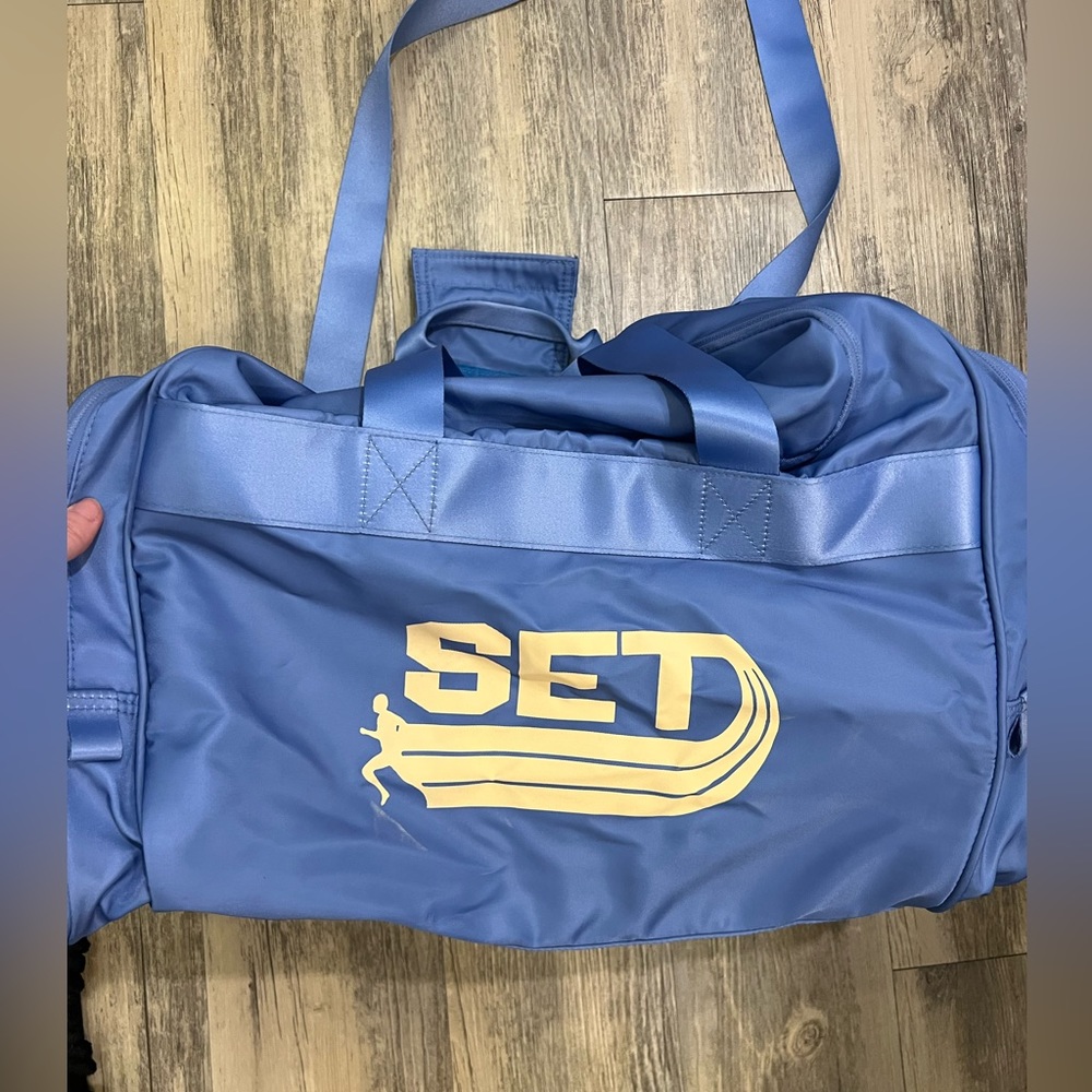 SET Active Blue Duffel Tote with Cream Logo